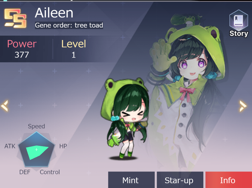 kyoto00maccha's tweet photo. @NFTGamerJP カエルっ子のAileenお気に入りです✨美少女いっぱいで華やかで楽しいです～～ https://t.co/9XfiOFs5WW