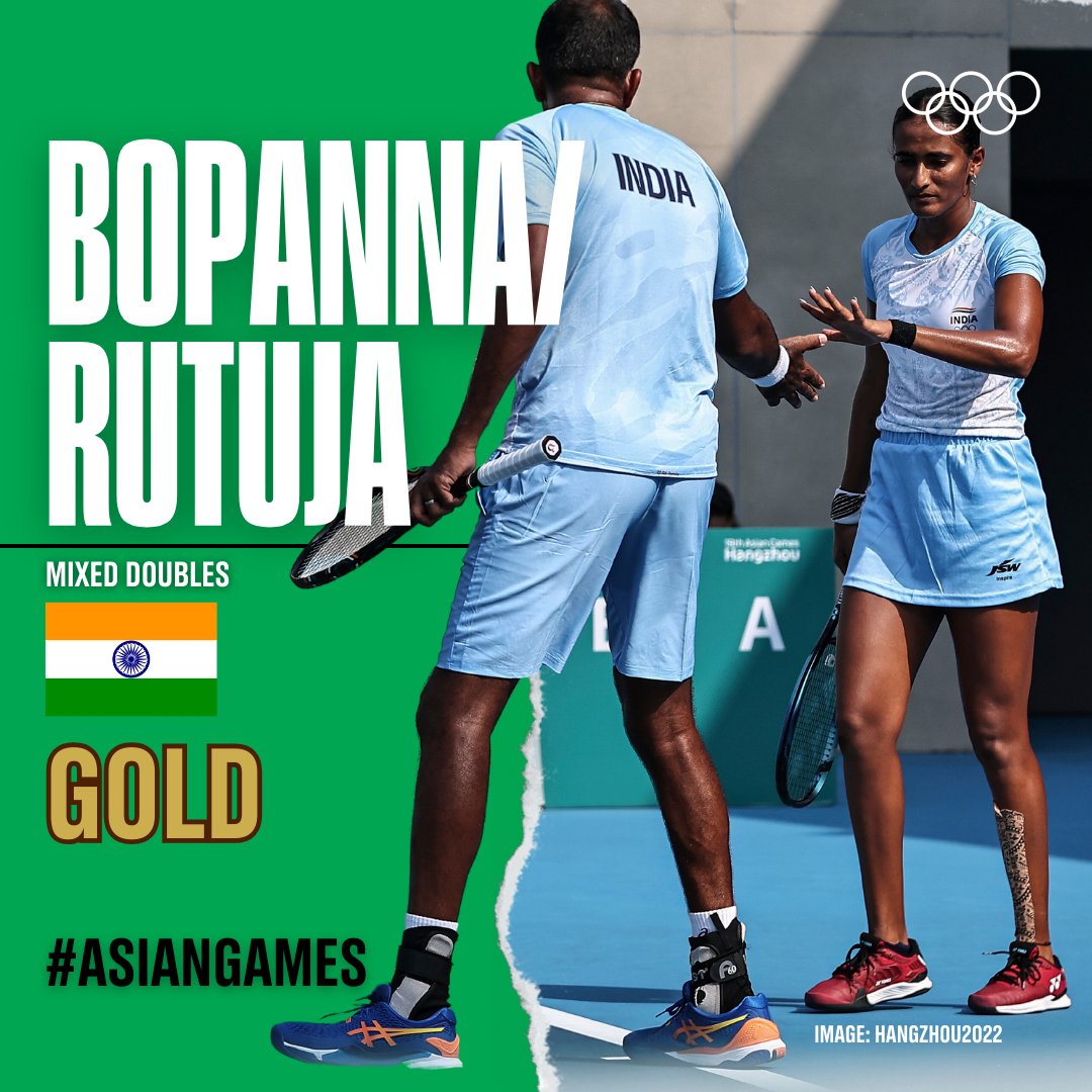 itzmangalam's tweet photo. 1st time I watched whole tennis match and I must say it was worth watching congratulations #rohanbopanna &amp; #rutujaBhoosale #IndiaAtAsianGames https://t.co/aDvV6THXyd