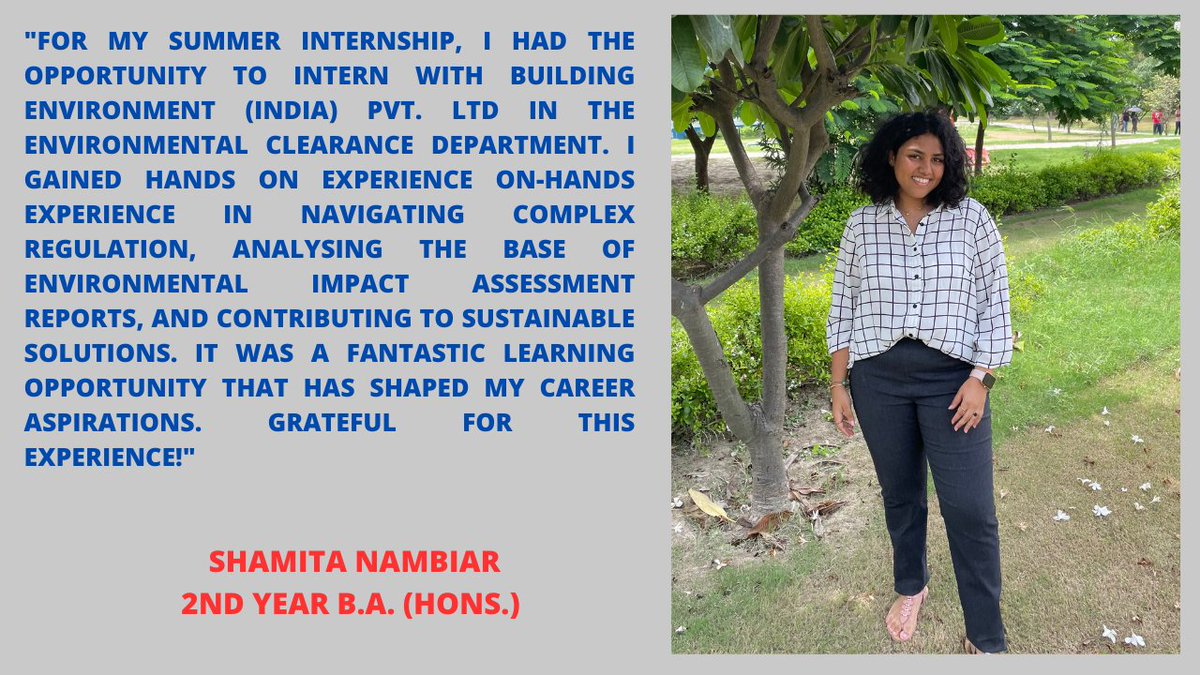 #JSES second year B.Sc (H) Environment and Sustainable Development student Shamita Nambiar's reflection on his first internship.  #jgu #sdg #internship
