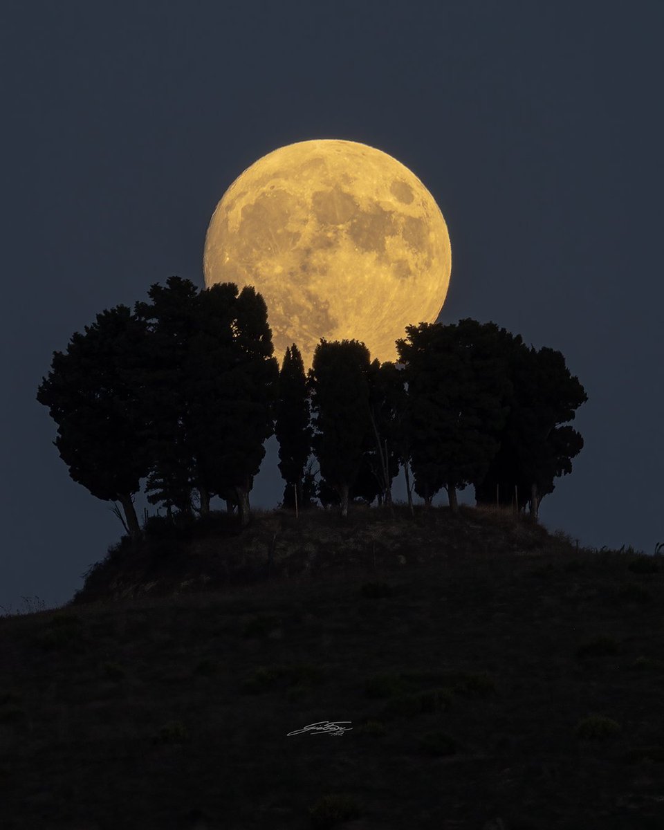 Superbe lever de Lune en Toscane !

L'atmosphère de l'air déviant la partie la plus bleue de la lumière, quand la Lune se lève ou se couche (comme le Soleil), elle est jaune/orange.

©Antonio Tartarini