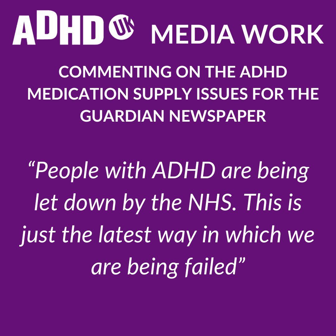 We're always working to ensure #adhd issues are in the news in as positive way as possible. We provided comment, data and background to the Guardian newspaper on the failure of NHS supply chain for #adhd medication.
Full story here: theguardian.com/society/2023/s…