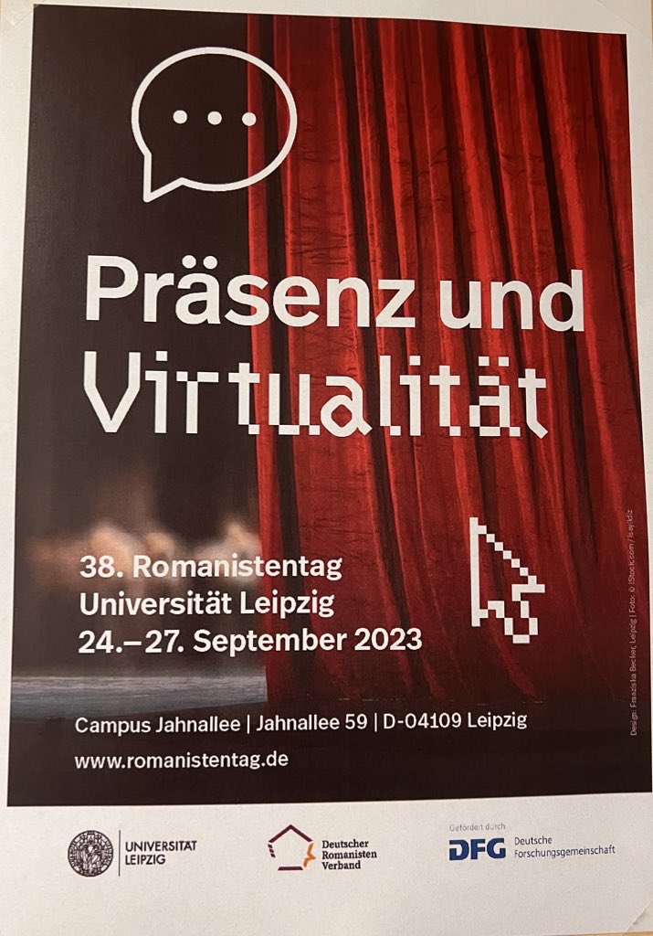DrJenAugustin's tweet photo. What do you think of when you hear the words “Presence &amp; Virtuality”? This year’s German Romance Studies Congress, #Romanistentag took place in the beautiful city of Leipzig (@UniLeipzig ). Together with Dr. Johanna Abel (@zflkomm ), I hosted a panel with the title https://t.co/QmQMDnHCdX