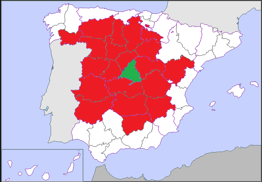 EVaciadaMadrid's tweet photo. ➡️ Las 20 provincias marcadas en  rojo tienen la misma población que Madrid.

Este es el modelo de país de todos los partidos. En la @EspanaVaciada defendemos todo lo contrario, el equilibrio territorial es posible y es lo más justo.

No aceptamos ser territorios de sacrificio 👇 https://t.co/iFUr0Mnz8g