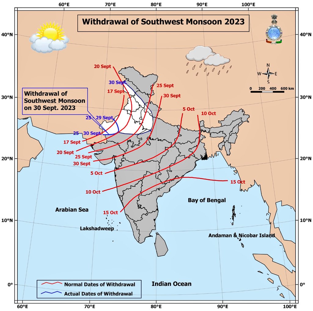 Hosalikar_KS's tweet image. 30 Sept,Withdrawal of #SWMonsoon 
frm sm parts of J&amp;amp;K,HP &amp;amp; Uttarakhand; Punjab &amp;amp; Haryana,Chandigarh Delhi;sm parts of West UP,West MP, E Rajsthan, sm more parts of W Rajsthan today.
Withdrawal line Gulmarg,Dharamshala, Pantnagar,Etawah,Morena,Sawai Madhopur,Jodhpur,Barmer...
IMD