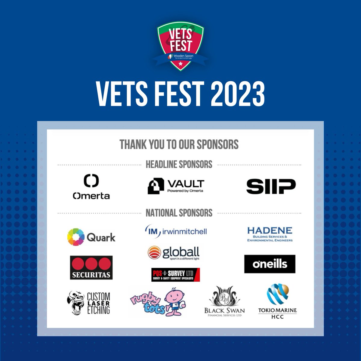 charityspoon's tweet photo. Before #VetsFest23 kicks off, we would like to express our immense gratitude to all our sponsors 🏉 

Thank you for helping us to bring the rugby community together to positively impact the lives of vulnerable children in the UK &amp; Ireland 🙏🏉❤️ 

#ThankYou https://t.co/yuqRq9CKB9