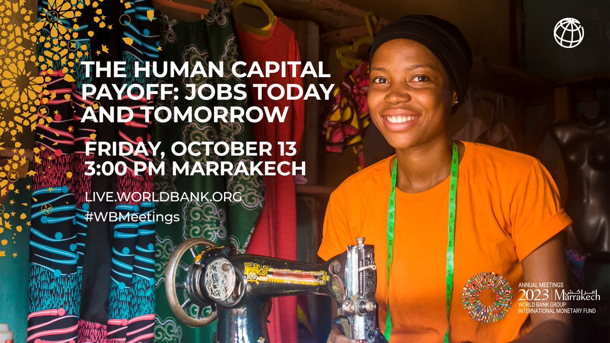 By 2040, countries in Africa will need to create two million jobs each month for their growing numbers of working-age people. 

Join our #WBMeetings panel of experts as they discuss their vision for a jobs-rich future, 📆 Oct 13. 

Send your questions: wrld.bg/GkGc50PRkst