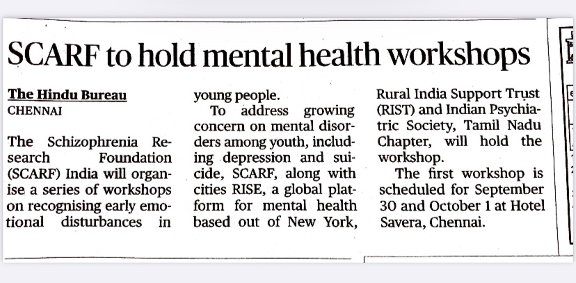 SCARF has initiated a series of clinic to community workshops for all cadres of MH professionals working with youth.
