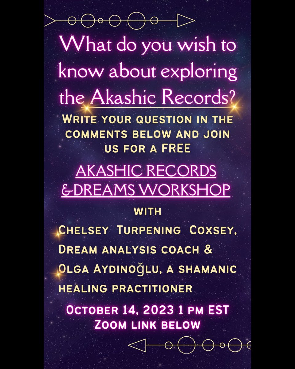 What do you wish you knew about exploring the Akashic Records? Ask a question and join us FREE on October 14th! Let's explore! Zoom link in the comments section below 💜✨
#akashicrecords #freeworkshop #souljourney #freeclass #guidedmeditation #dreaminterpretation #dreamanalysis