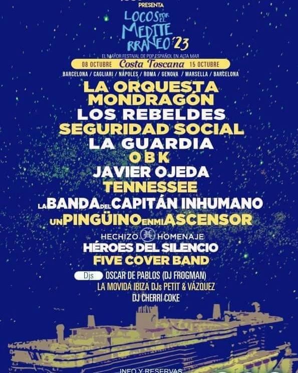 SantiInhumano's tweet photo. A justo, una semana de zarpar. Nos vemos en alta mar. @Elbarcochentero 
@locsxlamusica
@costacruceros #gira2023 #mediterraneo #labandadelcapitaninhumano #Musica cerramos nuestro 35 aniversario en alta mar. #santisanchez #Aniversario #Octubre https://t.co/BfEeE3LmCD