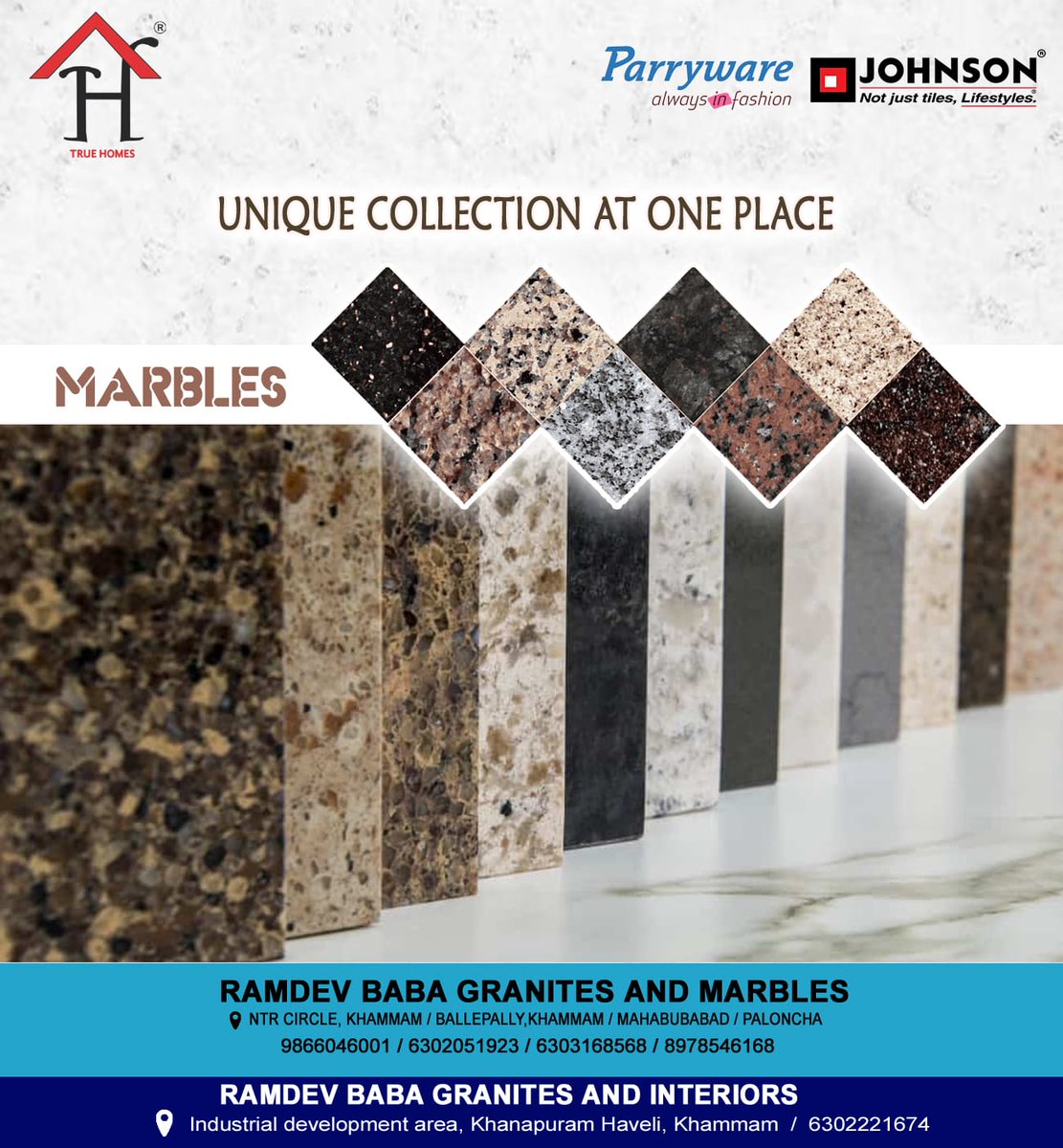ramdev_and's tweet image. He who writes prose builds his temple to Fame in rubble; he who writes verses builds it in granite.
Contact us :+91 70757 65998
ramdevbabagranites.com/index.html
#ramdevmarbles #hyderabad #khammam #ramdevbabamarblesgranites #marbles #granites #graniteswhite #blackgranites #homebuilders