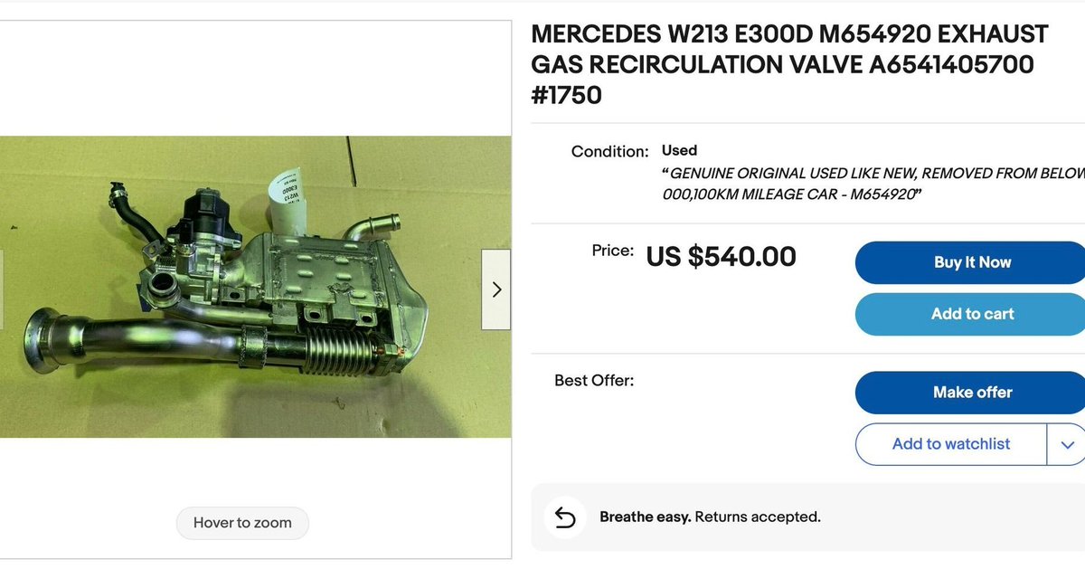 propelauto's tweet photo. Mercedes M654920 EGR Valve available in Brand New Condition #ebaysale
Buy Now: https://t.co/RAnj2Ufms7
Suitable for M654920 Diesel Engine, W213 E-Class & W253 GLC diesel Varaiants
#SingaporeSeller #PropelAuto #MercedesStockist #PreOwnedCarParts #NewCondition #trustedseller https://t.co/MiyER43S70