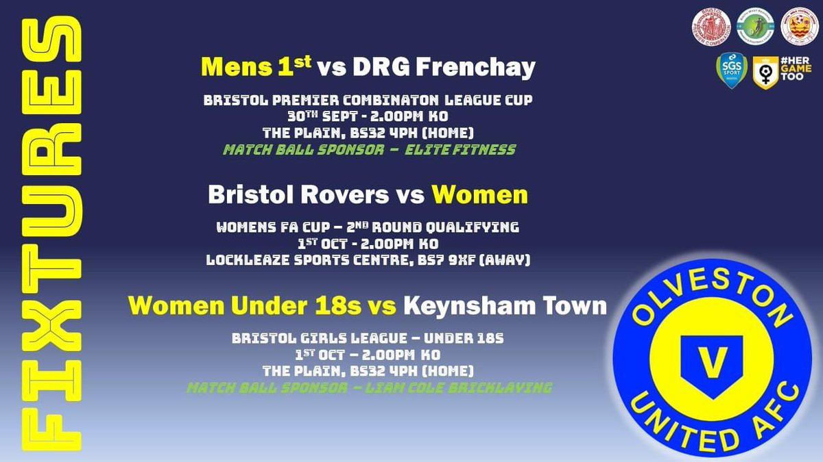 Olveston United FC (@olvestonfc) on Twitter photo Letโs get this weekend started shall we?!
Itโs <a href="/_BPCL/">uhlsport Bristol Premier Combination</a> league cup day as we welcome <a href="/DrgSunday/">DRG Frenchay Sunday</a> down to The Plain with a place in the Quarter finals up for grabs!
Letโs go ๐ช๐ช๐๐ Letโs get this weekend started shall we?!
Itโs <a href="/_BPCL/">uhlsport Bristol Premier Combination</a> league cup day as we welcome <a href="/DrgSunday/">DRG Frenchay Sunday</a> down to The Plain with a place in the Quarter finals up for grabs!
Letโs go ๐ช๐ช๐๐