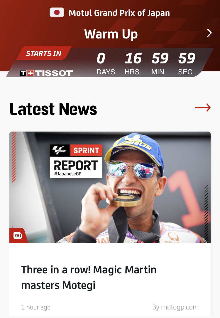 “Set this page to NO SPOILER” which is what I do every year for the flyaways… then on the home page <a href="/MotoGP/">MotoGP™🏁</a> 
And then there’s the fact that I can’t even rewatch this weekend’s sessions on the firestick. What’s going on?