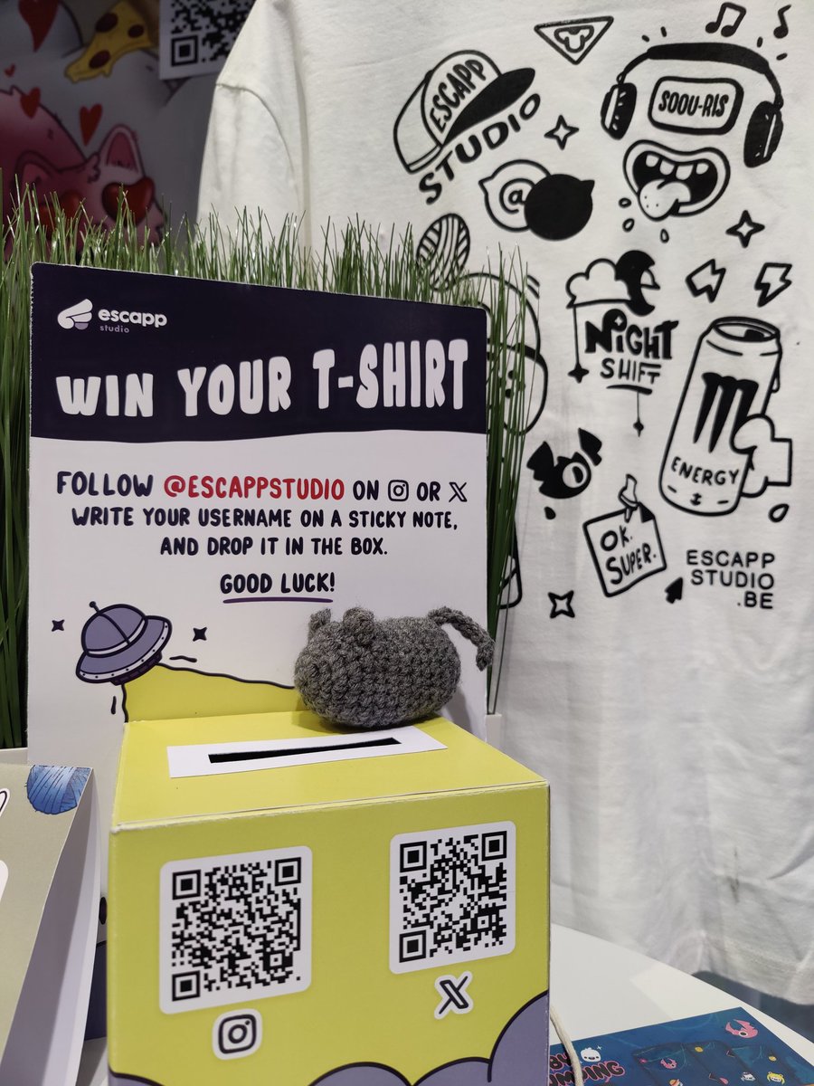 escappstudio's tweet photo. Try to win a t Shirt at our desk @GameForceBE

#indiegame #gameforce #escapp #kittyball #indiegames https://t.co/CpO2wMCwIk
