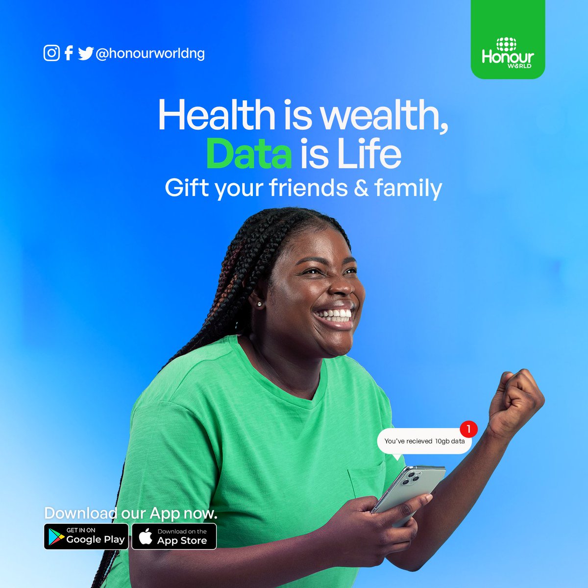 honourworldng's tweet photo. It's the end of the month, Purchase data for your friends and Family.
#datasales #datatransfer #honourworld #octoberends #goodbyeoctober https://t.co/ZuqW4HbYBn