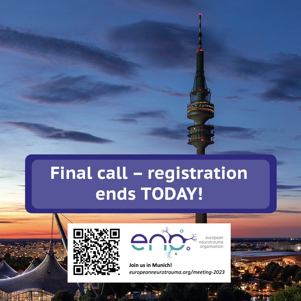ENONeurotrauma's tweet photo. Today is the day! The registration for ENO2023 will close at midnight! 🧠📅

#ENO2023 https://t.co/CNQkDTsDoA