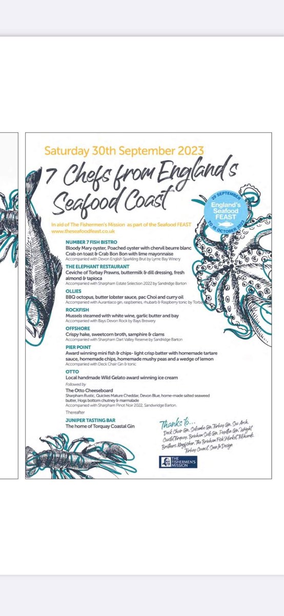 The #7chefs has arrived as part of the @theseafoodfeast 
@No7WineBar is first up with #oysters 2 ways and #crab 2 ways. 
Thanks to @Brixhamfishmkt and #blueseafoodcompany  for the produce.
All in aid of the @thefishmish 🐟🦀