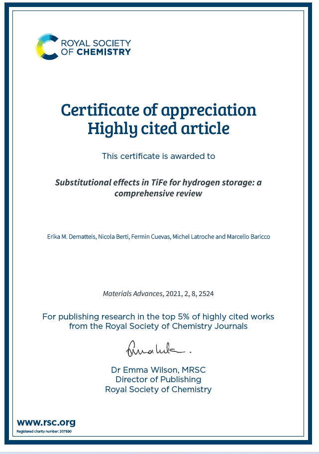 Congratulations to the <a href="/HycareP/">HyCARE Project</a>  team for one of the most cited publications! <a href="/ErikaDematteis/">Erika Michela Dematteis</a> <a href="/CuevasFermin1/">Cuevas Fermin</a> <a href="/marcellobaricco/">Marcello Baricco</a> <a href="/CNRS/">CNRS 🌍</a> <a href="/dipchim/">Dipartimento di Chimica - Università di Torino</a> <a href="/unito/">Università di Torino</a> <a href="/RoySocChem/">Royal Society of Chemistry</a> 
pubs.rsc.org/en/content/art…