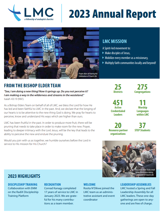 LMCChurches's tweet photo. LMC 2023 Annual Report pg. 1 #mennonite #anabaptist https://t.co/0cPYXMFDaR