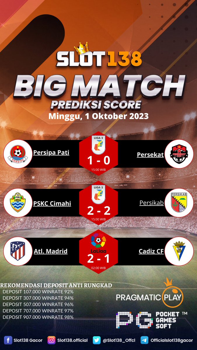 Slot138_sus01's tweet photo. Big Match Prediksi Skor dan DEPOSIT ANTI RUNGKAD  Cuma modal Depo dapatkan Winrate mencapai 98%  gas deh sekarang, menagkan hingga Jutaan #SLOT138 #bukanslotbiasa

#tebakskor #bola #prediksiskor #bolaindonesia #pertandinganbola Mirna Malming Jessica Taka https://t.co/wBph61rgNC