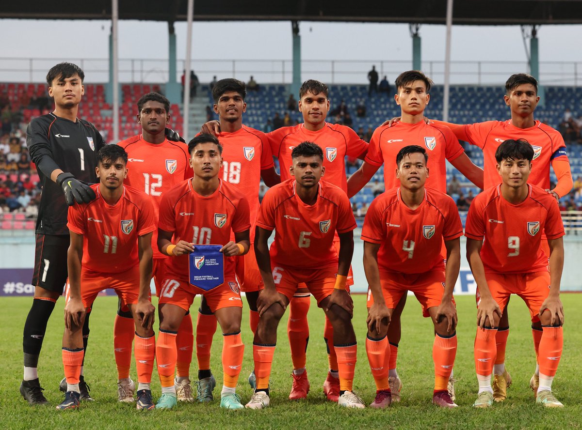 #SAFFChampionship2023⚽️

India🇮🇳 win the South Asian Football Federation (SAFF) Under-19 Championship after defeating Pakistan 3-0 in the finals in Kathmandu. 

#SAFFU19 | #U19SAFF2023 | #IndianFootball