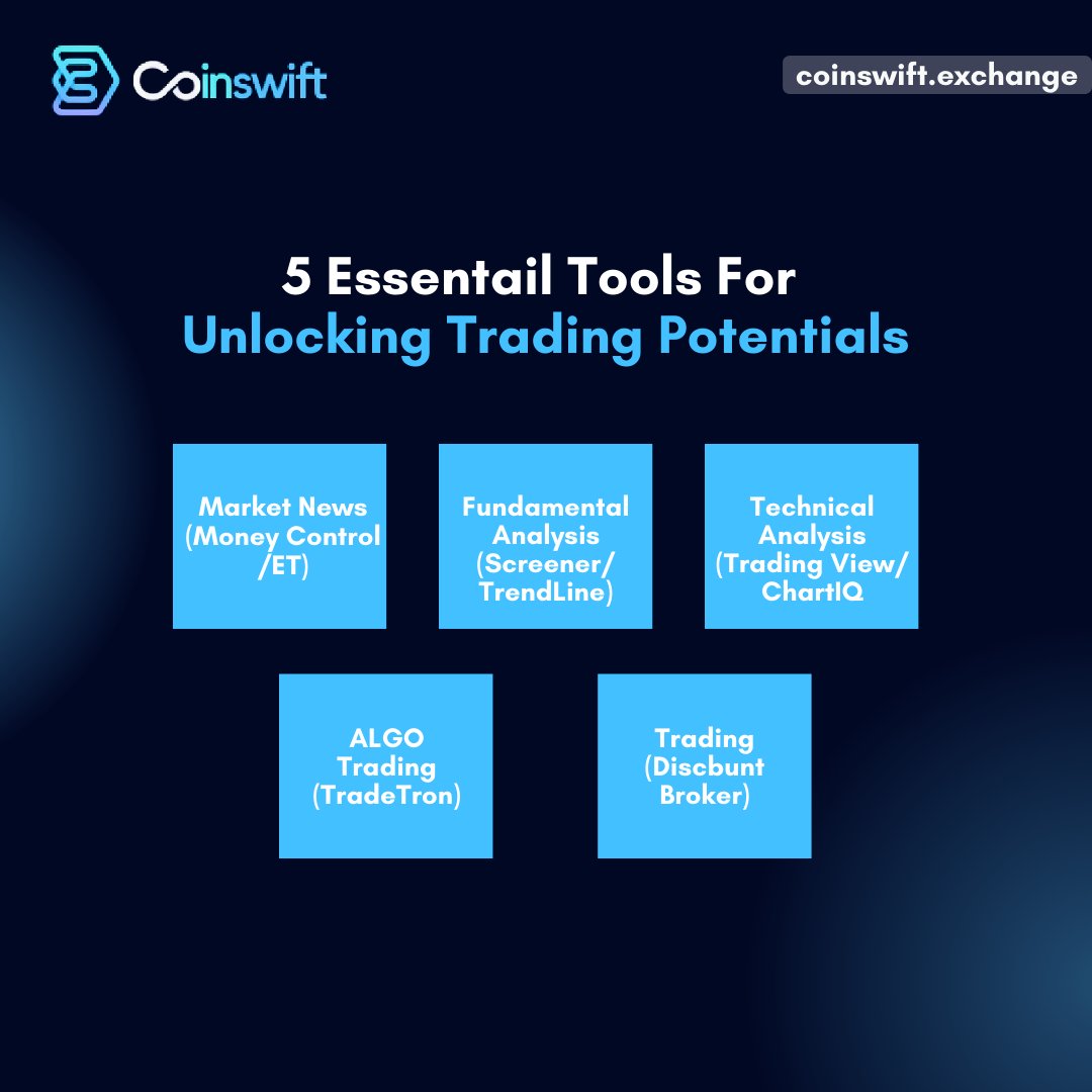 thecoinswift's tweet photo. 📈 Unlock your trading potential with these essential tools! From technical analysis software to market research resources, we've got you covered. 💼💰
#TradingTools #InvestingWisdom #TradingSuccess #InvestmentTools #TradingEssentials #InvestSmart #TradingGains https://t.co/jpNvCvfrDS
