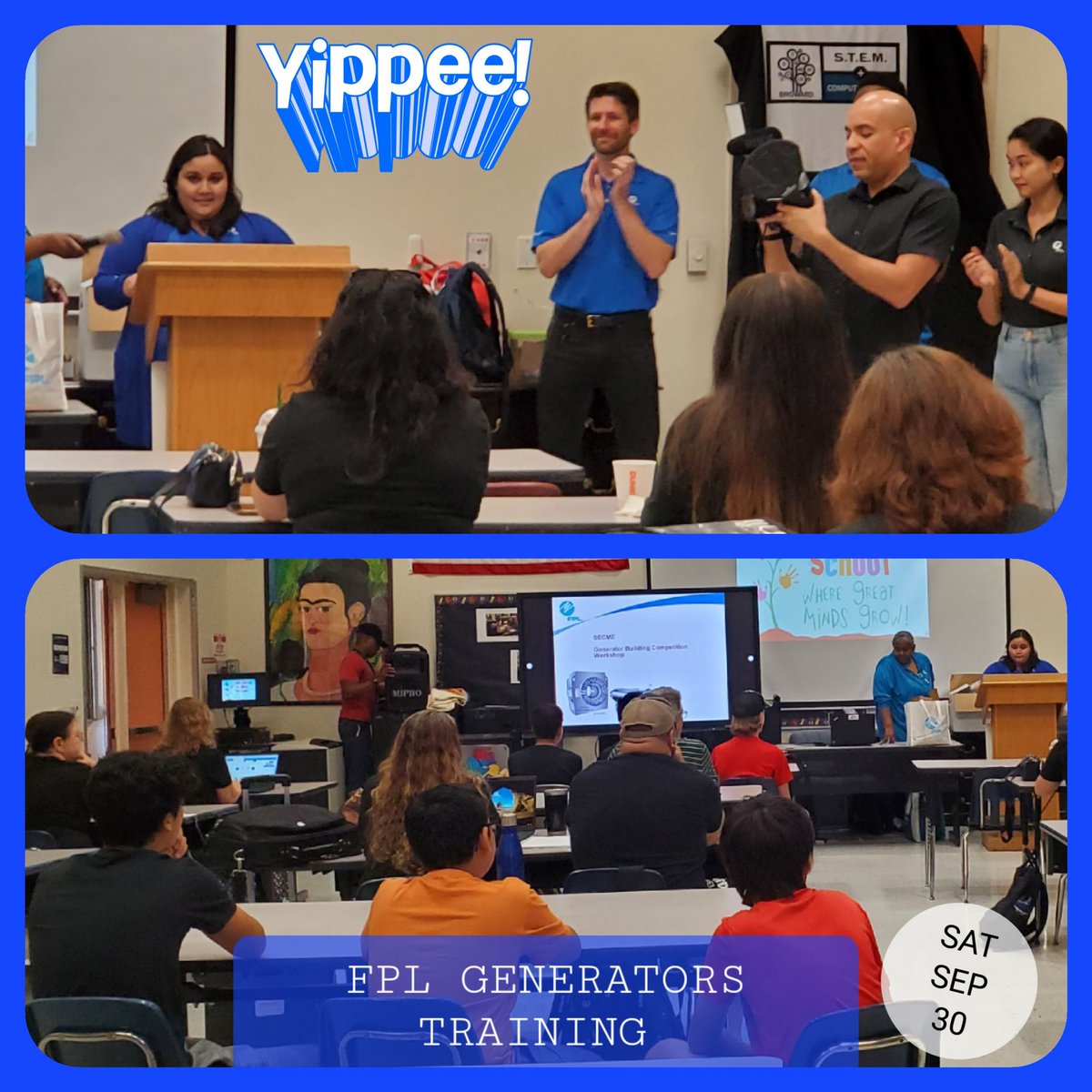 AMsky43's tweet photo. @BrowardSTEM getting "energized" with an @FPLGeneral Generators training this bright morning. Thx PPCS Middle School West Campus for hosting us 😁 https://t.co/G4QbFScRjl