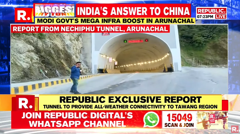 republic's tweet photo. #LIVE | Republic reports from Arunachal's Nechiphu tunnel which is strategically crucial for Indian Forces

Tune in- https://t.co/6CjsNJ9CEq 

#ArunachalPradesh #Arunachal #India #NechiphuTunnel #Nechiphu https://t.co/9wsAu4m5gi