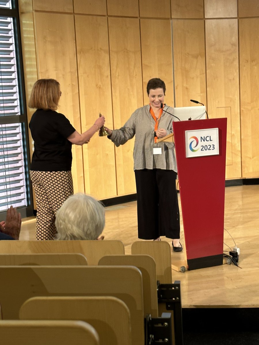 SaraEMole's tweet image. And that wraps up a great #NCL2023 in Hamburg. Australia and #NCL2025 @NclSteph here we come. The #battendisease bell 🔔 is passed on.