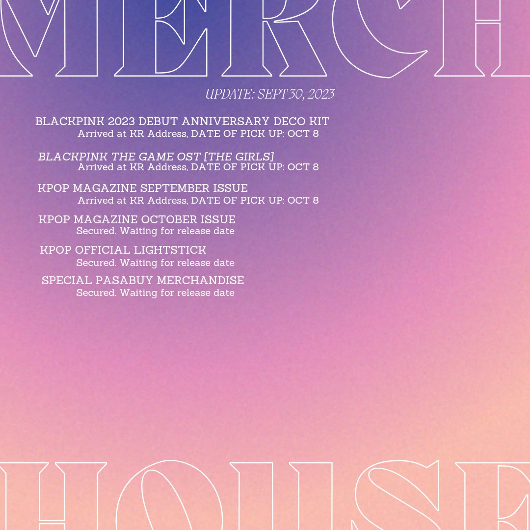MerchHouse_'s tweet photo. Good Eve Fam! Sorry for the delay. Here's your weekly dose of #MerchHouseUpdates 🤗

ATTENTION: We are open for Pasabuy, Pabili, Purchase assistance. Kindly dm us for quotation

Have a lovely weekend ahead! https://t.co/j18sYroSzx