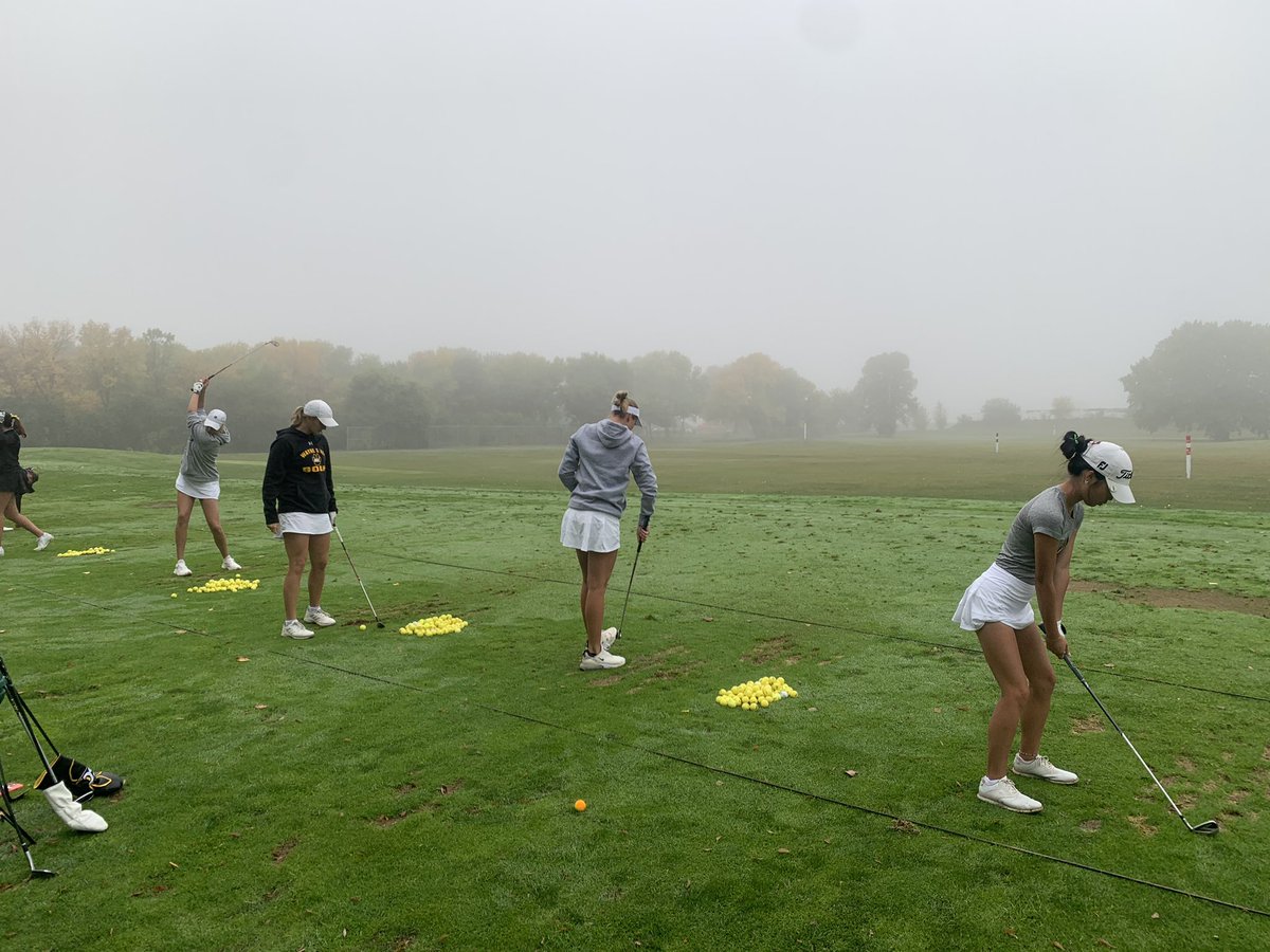 Starting times for today. Foggy morning and a very wet golf course in Marshall.