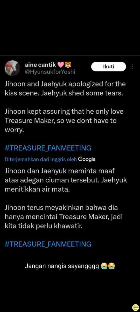 treasuremenfess's tweet image. Teume! Just a reminder ya, tolong lah ini kok makin parah sih. They don't even need to apologize.. sedih banget bacanya, mereka keren loh, aktingnya keren. Kenapa yg dipermasalihnya itu mulu? klo kaget ya semua juga pasti kaget, tapi ayolah mereka kan kerja