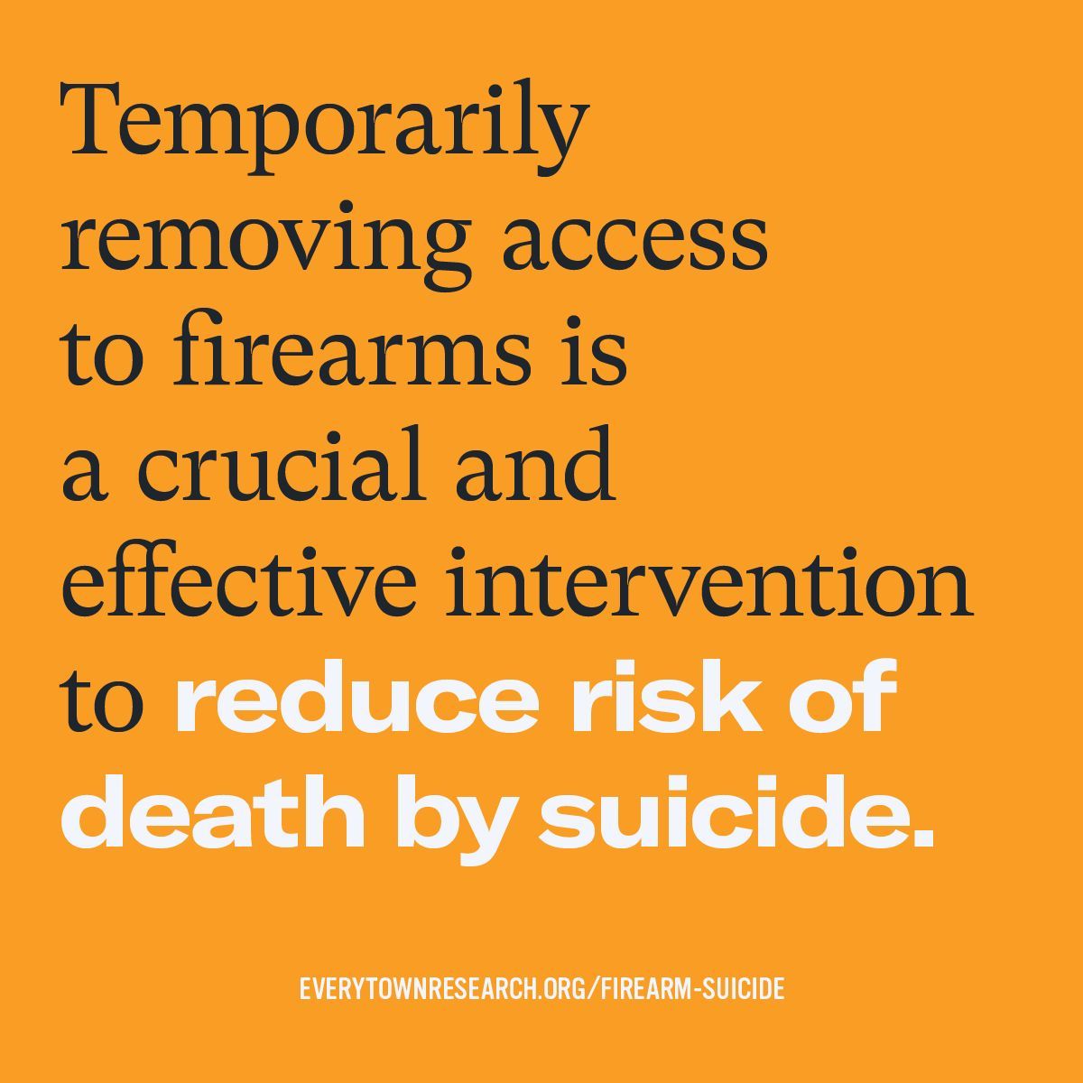 Everytown's tweet photo. Access to a gun triples the risk of death by suicide. ⁠States with gun safety laws that disrupt access to guns in times of crisis—like Extreme Risk laws, secure storage, and waiting periods—have the lowest rates of gun suicide in the country. https://t.co/xYnPRlIaEE