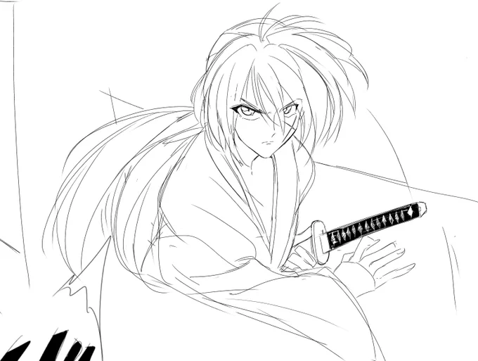 美人に…美人に…と言い聞かせながら剣心を描いてる
(気を抜くとロリになるからw) 