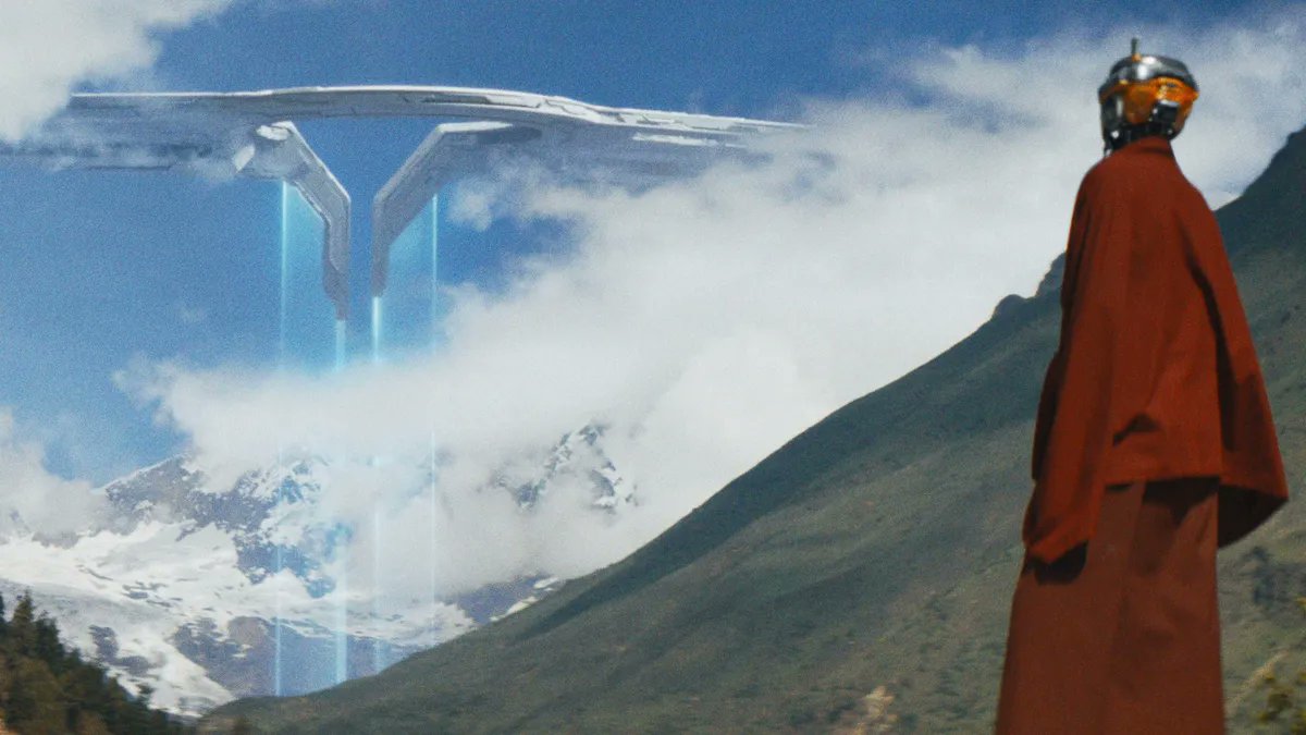 TSoS_'s tweet photo. #TheCreator is among the most stunning movies I have ever seen on the big screen. Despite the many VFX shots, it feels beautifully hand-made and stuns with terrific designs. Nearly everything is a money shot. While the story is not without flaw, its emotional core functions well. https://t.co/Td9SOBwWdp