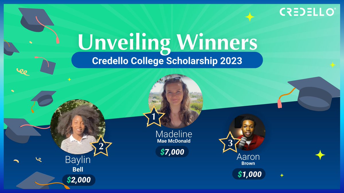 Congratulations to Credello #Scholarship Winners 2023🎉🎉 We had to break a sweat and review every entry a hundred times. Needless to say, all the applicants did an outstanding job with their videos✨ All the best to all of you!