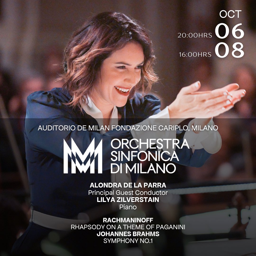 alondradlp's tweet image. Nos volvemos a encontrar, Milán🇮🇹 Es un placer reunirme en en el Auditorio di Milano con la excepcional @sinfonica_mi y por primera vez compartir el escenario con Lilya Zilberstain al piano. Nos espera un concierto dedicado a la belleza y el virtuosismo de dos grandes: Rajmáninov…