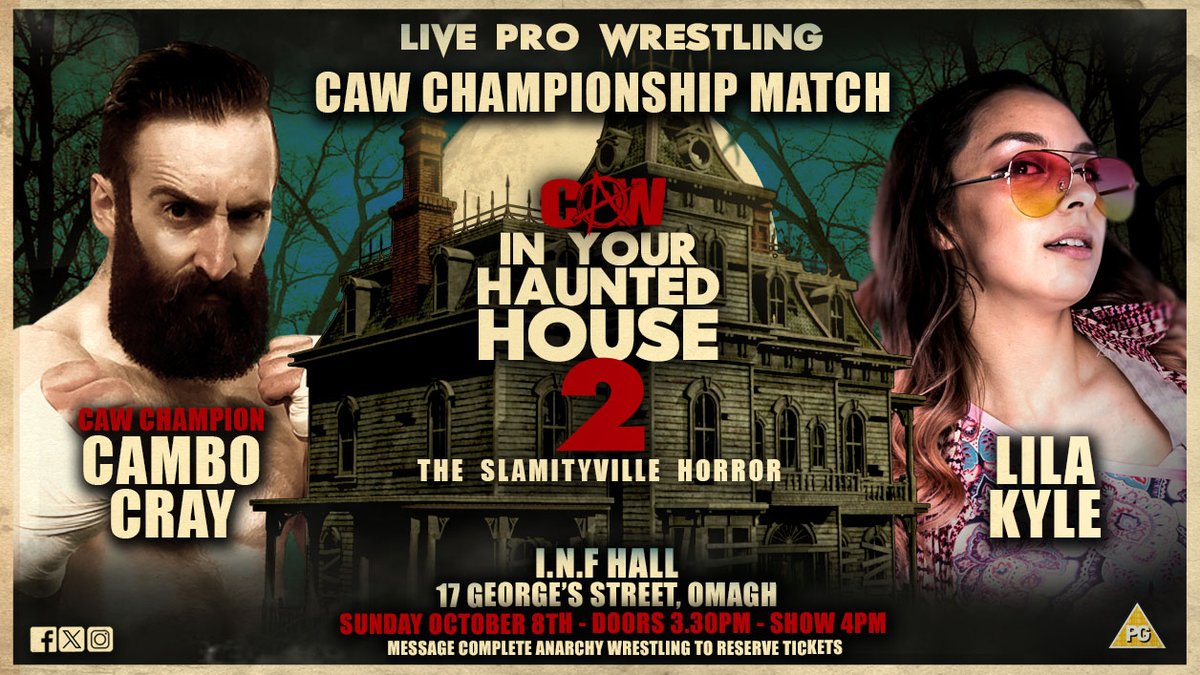 CAWprowrestling's tweet image. 🎃 FIRST MATCH ANNOUNCEMENT 🎃

They say styles make fights so what will happen when The Professional Bad Man faces The Parcel Size Party?

CAW In Your Haunted House 2
Sunday Oct 8th at 4pm
INF Hall, Omagh

🎟 Limited Tickets 🎟 
Message to reserve. Only £7 for the rest of today.