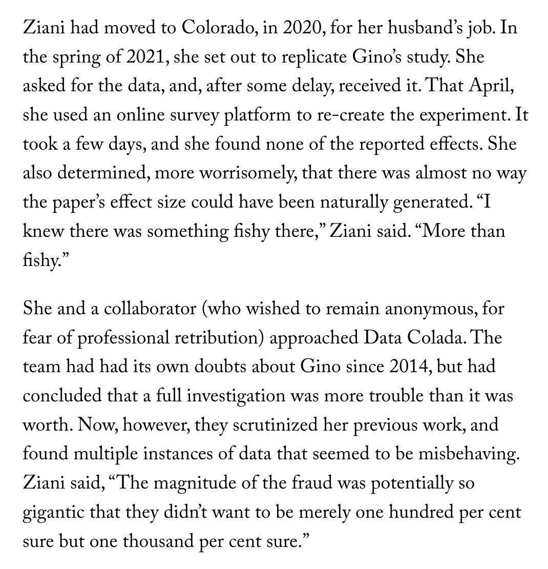 Data fraud is often framed as a victimless crime--or else the perpetrators frame themselves as the victim.

But the true victims are often graduate students who struggle to replicate a prominent study, face professional ostracism, and their only recourse is to leave the field or
