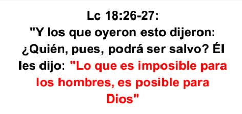 3Hechos17's tweet photo. Lc 18:26-27:  "Y los que oyeron esto dijeron: ¿Quién, pues, podrá ser salvo? Él les dijo: "Lo que es imposible para los hombres, es posible para Dios." https://t.co/oQoukRI1kc