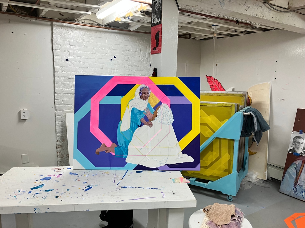 hendalmansour's tweet image. My studio last night. 
Preparing for: The Great Mothers. 
Opening Reception: Saturday, Oct 7, 7-10:pm
Artist Talk on October 8, 7:PM
At Rosalux Gallery.
October 7 - October 29, 2023
#GreatMother #islamicpattern #arabart #feministart #womensart   #geometricdesign #hendalmansour