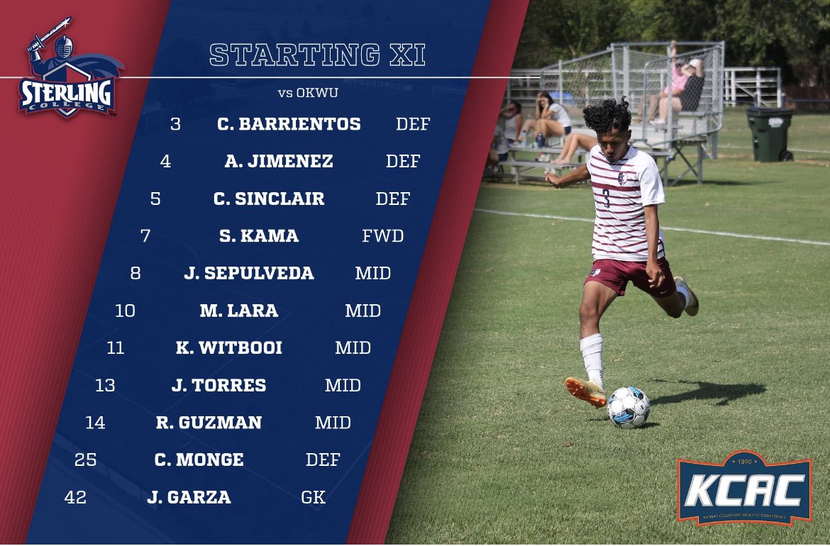 SterlingMsoccer's tweet photo. Starting Lineup vs OKWU. #SwordsUp ⚽️⚔️ https://t.co/PcA0K7Qt3O