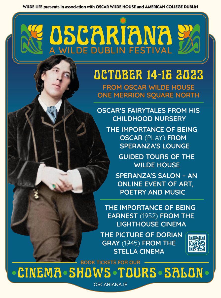 Oscariana: A Wilde Dublin Festival from October 14th-16th - I will be part of the online Speranza's Salon - oscariana.ie