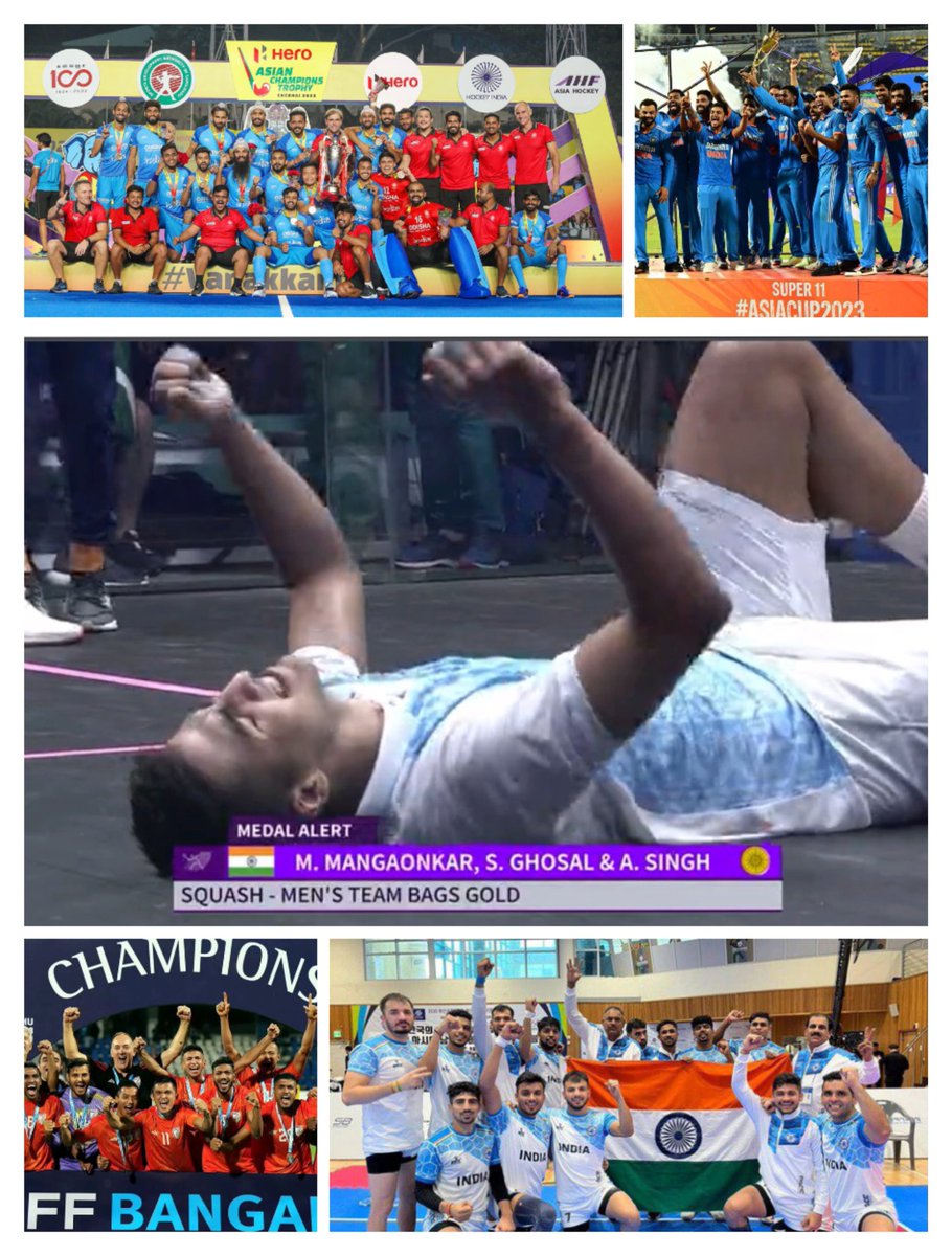 Current Asia/South Asia Champions in team sports:

🇮🇳 Squash: INDIA
🇮🇳 Cricket: INDIA
🇮🇳 Hockey: INDIA
🇮🇳 Football: INDIA
🇮🇳 Kabaddi: INDIA

INDIA:

The Rulers of ASIA today
The Emperors of WORLD in future

Credit : <a href="/JohnyBravo183/">Johns</a>

#Squash #AsianGames2023 Abhay Singh stunned Noor