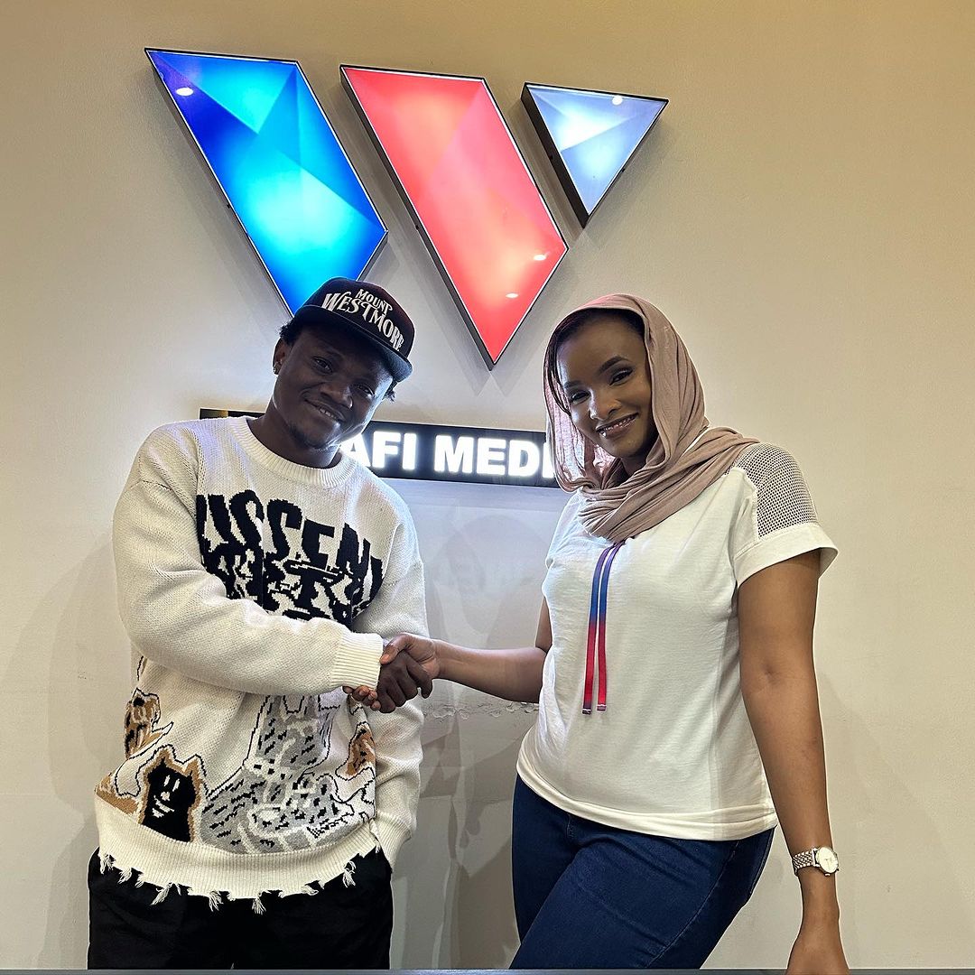 Lulu Hassan with bongo artist Mbosso at Wasafi Studios