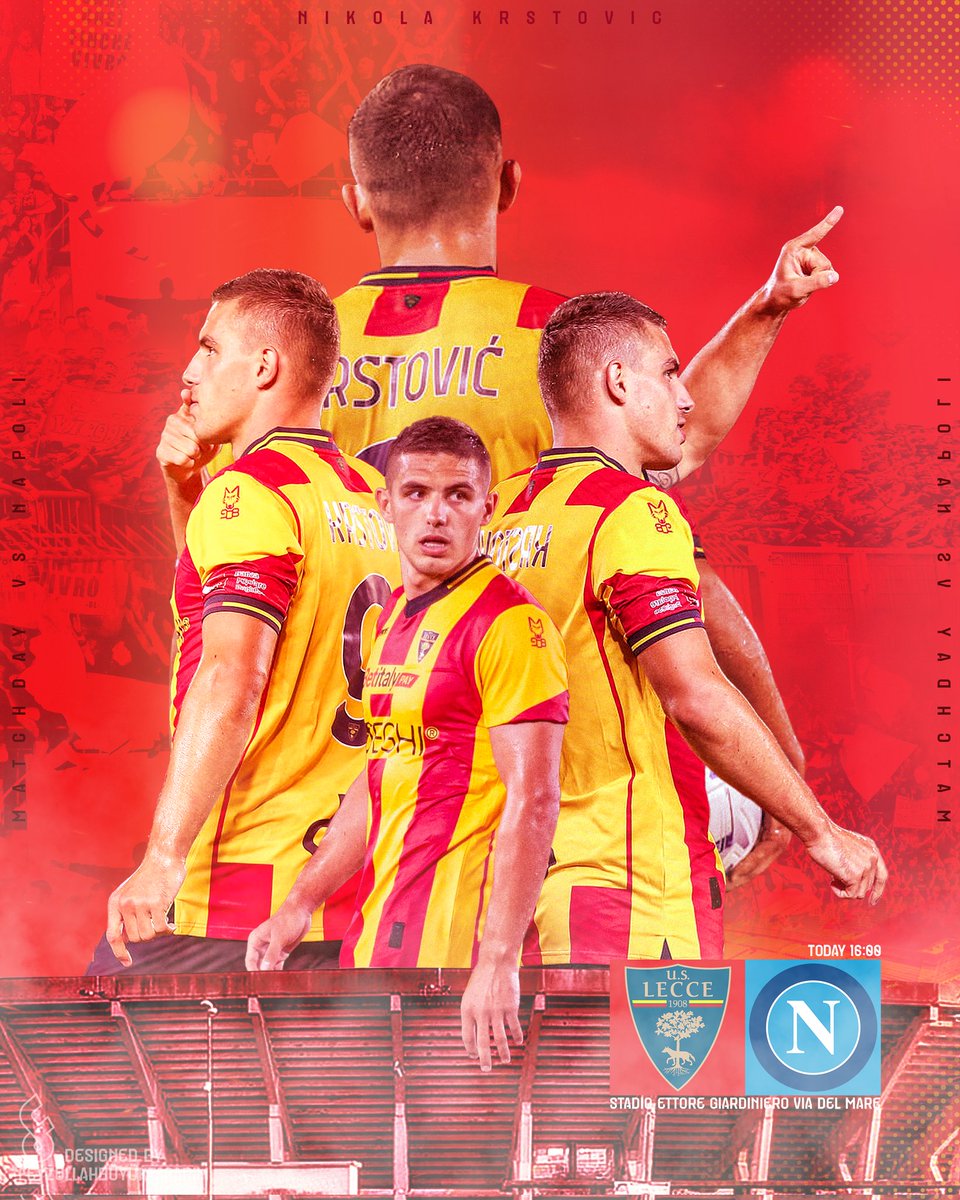 MATCHDAY!
<a href="/OfficialUSLecce/">U.S. Lecce</a> X <a href="/sscnapoli/">Official SSC Napoli</a> 
.
.
Good Luck! #NikolaKrstovic