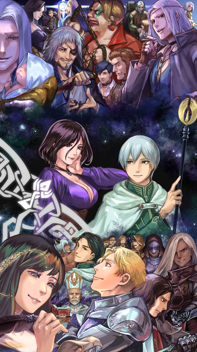 comsou's tweet photo. #オクトラ芸術の覇者2023　#イラスト部門
大陸の覇者3周年おめでとう、今年の努力の結晶で参加します。ソリスティアのメンバー8人と言わず（だいたい）120人揃うまで出してください！
#オクトラ2 　#オクトラ大陸の覇者 https://t.co/KMa4onOB6Q