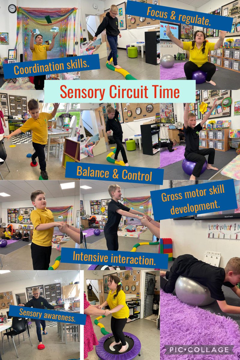 CGPrimary's tweet photo. Class 7 had a fantastic afternoon during sensory circuit time! We practised lost of skills and enjoyed regulating and focusing! Mrs Ives even had a go and modelled yoga ball balancing. SI/HS #cgphealth https://t.co/klK0ObC3Aa