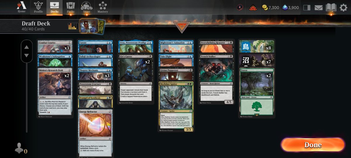 t3dy's tweet photo. 7-0 in #BrothersWar quick draft. Don't get many of those! Deck was so sick, and a redemption tour after a Trad draft in Dimir towards the end of the format that should have been a trophy but for one little misplay. Pulled off some gnarly comebacks. https://t.co/pLj8iRrmtv