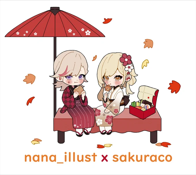 Lyney and Lumine enjoying japanese snacks sent by @wearesakuraco and @tokyotreat 🍁🎃  #原神 #GenshinImpact #lynlumi #リネ蛍